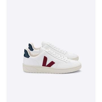 Veja V-12 LEATHER Tornacipő Női White/Red | HU 675FDN